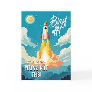 blast off Good Luck in your exams GCSE ALevel SAT Card