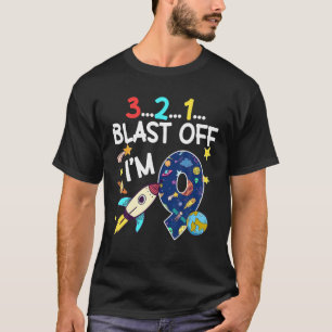 Blast Off I'm 9 Outer Space Birthday Party T-Shirt