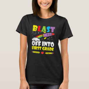 Blast Off Into 1st Grade Rocket First Day Of Schoo T-Shirt