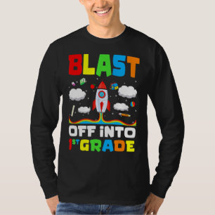 Blast Off Into 1st Grade Rocket First Day Of Schoo T-Shirt
