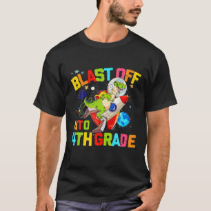 Blast Off Into 4Th Grade Dinosaur Astronaut Back T T-Shirt