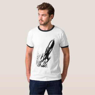 Blast Off into Adventure with Retro Comic Rocket T-Shirt
