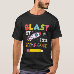 Blast Off Into Second Grade Back To School Kids Ro T-Shirt