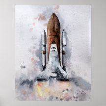 Blast Off Into Space "Rocket" Poster Print