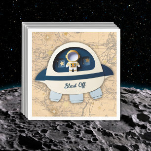 Blast Off! Modern Vintage Astronaut Baby Shower Napkins