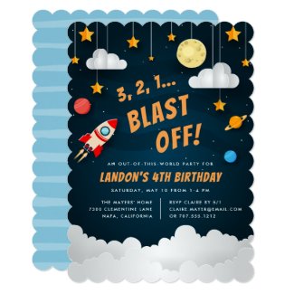 Blast Off | Outer Space Birthday Party Invitation