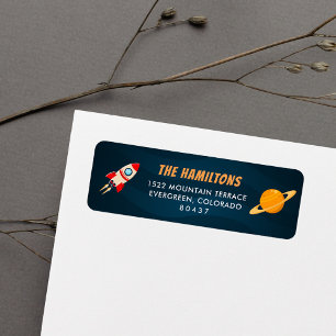 Blast Off Outer Space Return Address Label