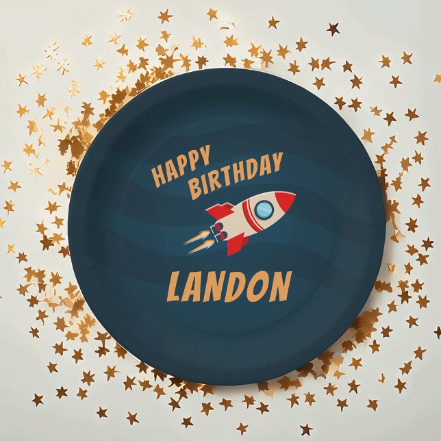 Blast Off | Personalized Space Birthday Party Paper Plates (Creator Uploaded)