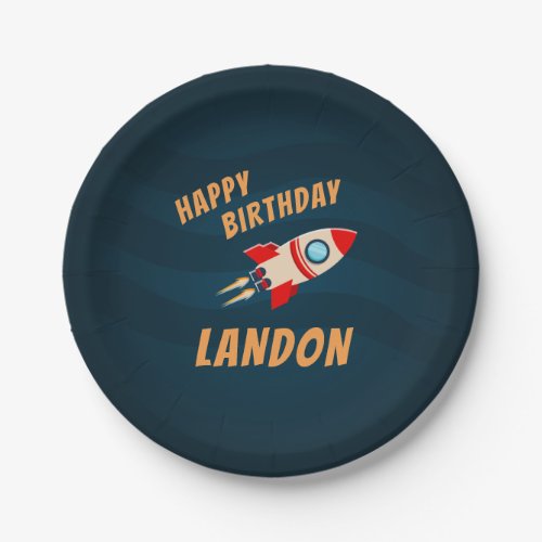 Blast Off  Personalized Space Birthday Party Paper Plates