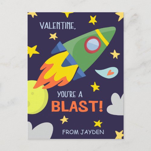 Blast Off  Postcard Size Valentines Day Card