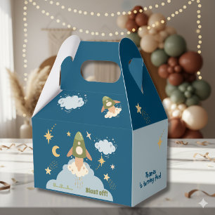Blast off rocket adventure kids birthday favor boxes