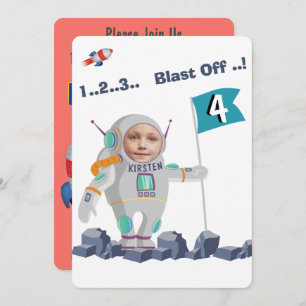 Blast Off Rocket Birthday Invitation
