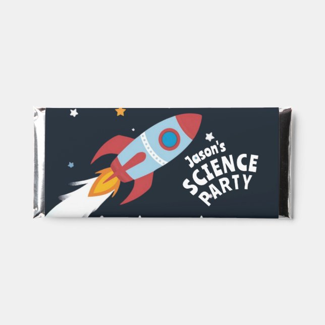 Blast off Rocket Science party kids Hershey Bar Favors (Front)