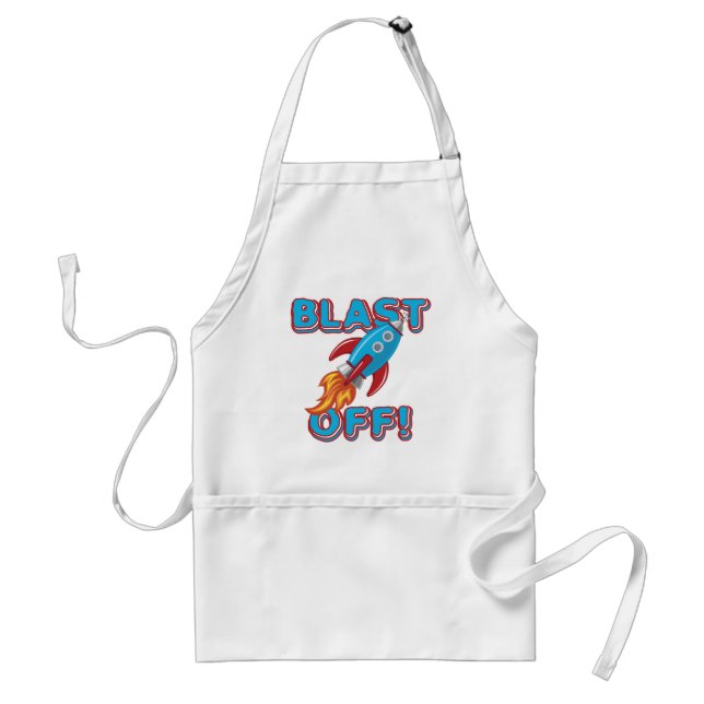 Blast Off Rocket Ship Adult Apron (Front)