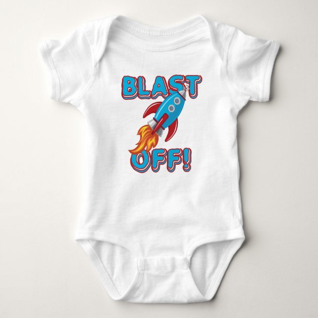 Blast Off Rocket Ship Baby Bodysuit (Front)