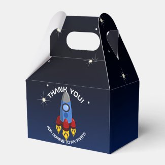 Blast Off Rocket Ship Birthday Party Favor Box