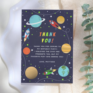 Blast Off! Rocket Ship Birthday Party Thank You Card