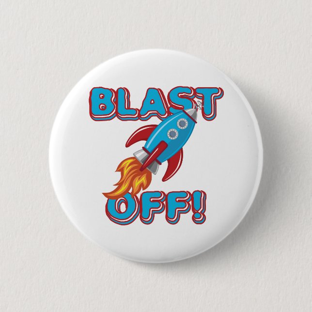 Blast Off Rocket Ship Button (Front)