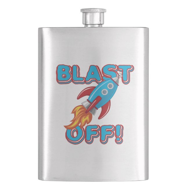 Blast Off Rocket Ship Flask (Front)