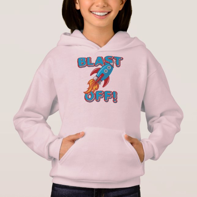 Blast Off Rocket Ship Hoodie (Front)