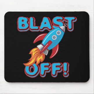 Blast Off Rocket Ship Mouse Pad