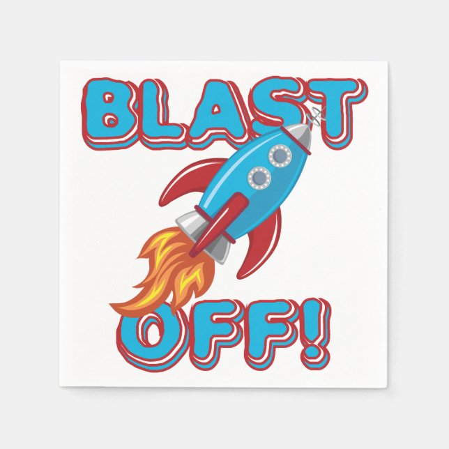 Blast Off Rocket Ship Napkins (Front)