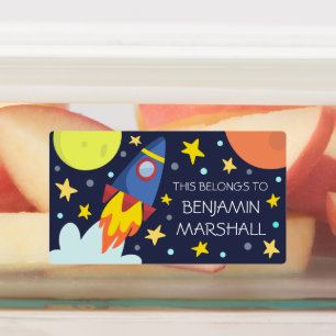 Blast Off Rocket Ship Personalized Kids' Labels