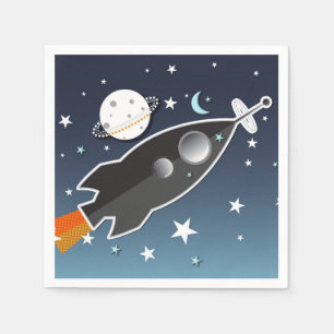 Blast Off Rocket Ship Space Birthday Party Napkins