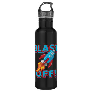 Blast Off Rocket Ship Stainless Steel Water Bottle