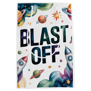 Blast Off Space Boy Astronaut Birthday Party Medium Gift Bag