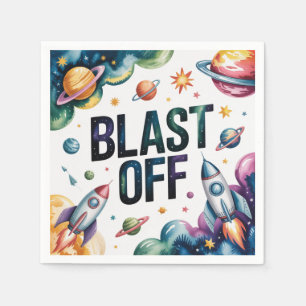 Blast Off Space Boy Astronaut Birthday Party Napkins
