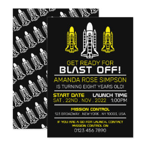 Blast Off! Space Shuttles, Birthday Invitation