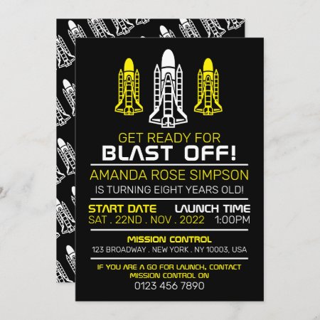 Blast Off! Space Shuttles, Birthday Invitation