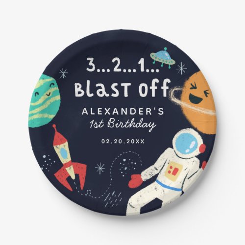 Blast Off Space Theme Birthday Party Paper Plates