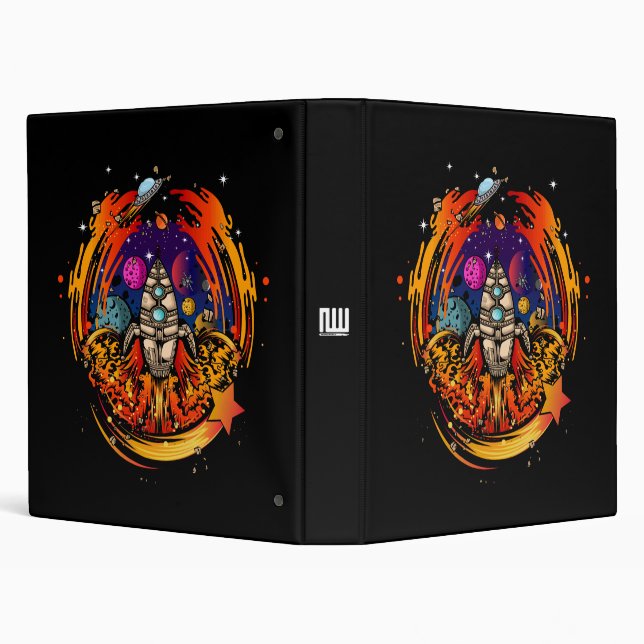 Blast Off Spaceship 3 Ring Binder (Background)