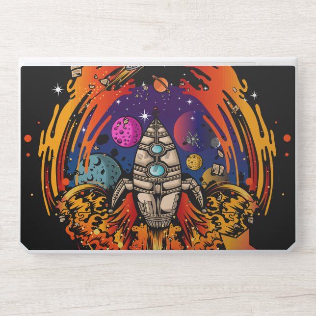 Blast Off Spaceship HP Laptop Skin (Front)