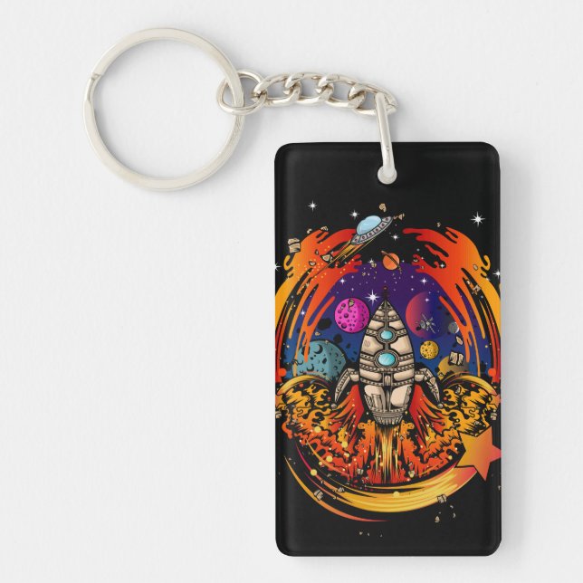 Blast Off Spaceship Keychain (Front)