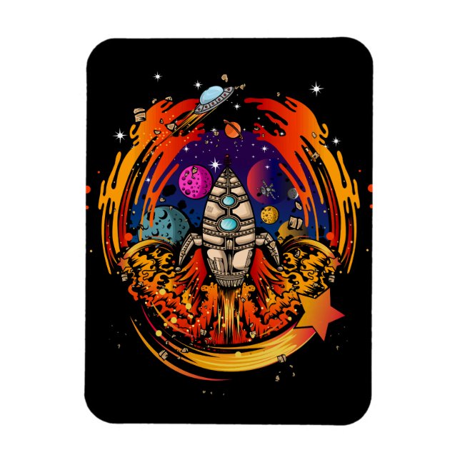 Blast Off Spaceship Magnet (Vertical)