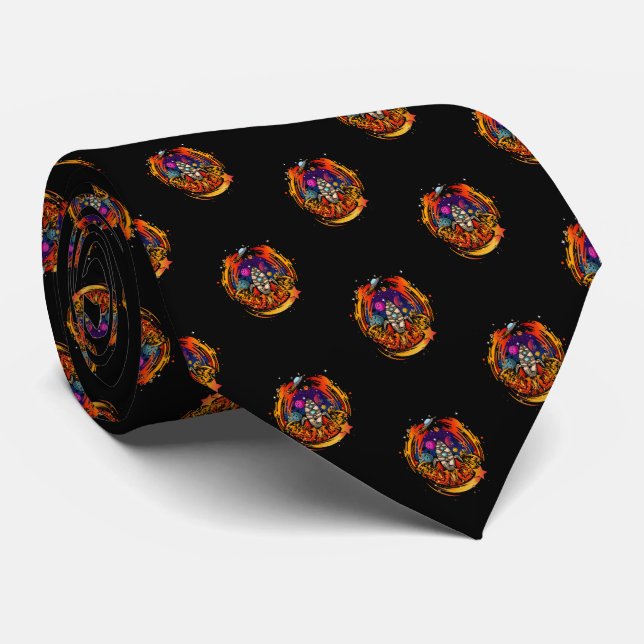 Blast Off Spaceship Neck Tie (Rolled)