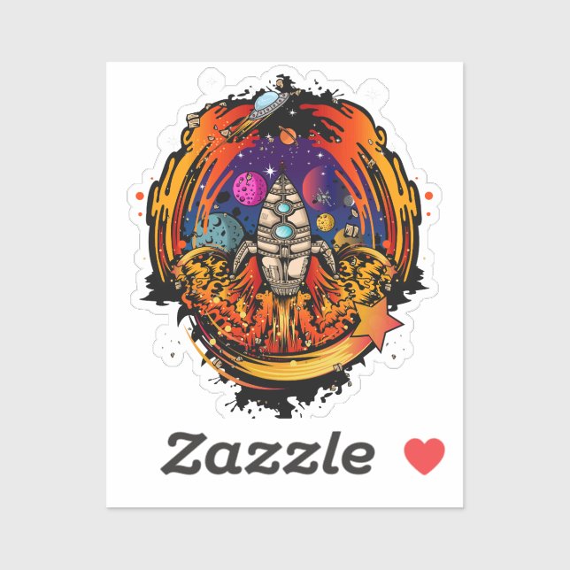 Blast Off Spaceship Sticker (Sheet)