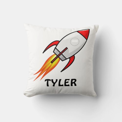 Blast Off to Dreamland _ Personalized Rocket Ship  Throw Pillow