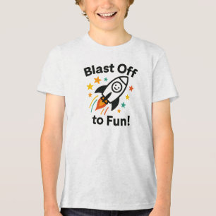 Blast Off to Fun Colorful Rocket Design Tri-Blend Shirt