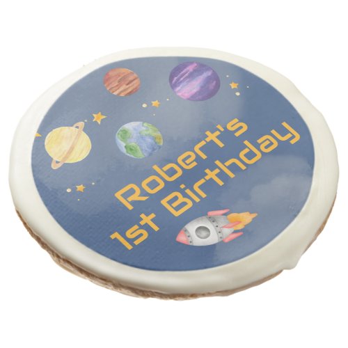 Blast Off to Fun Space Planet Theme Party Sugar Cookie