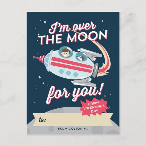 Blast off Valentine Holiday Postcard