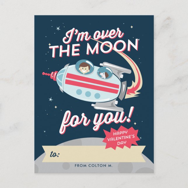 Blast off! Valentine Holiday Postcard (Front)