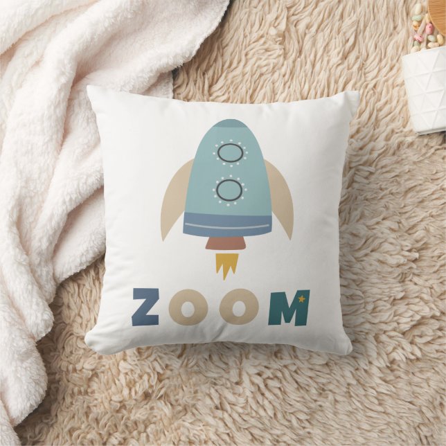 Blast Off Zoom First Trip around the Sun Throw Pillow (Blanket)