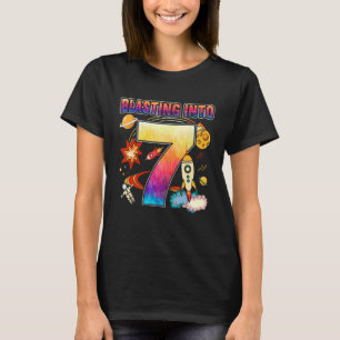 Blasting Into 7 Happy 7th Birthday Outerspace Astr T-Shirt