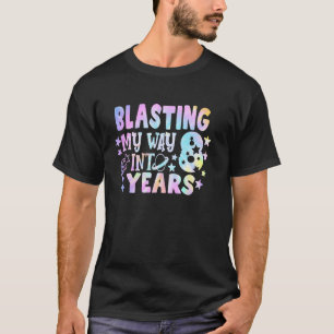 Blasting Into Outer Space 8 Year Old 8th Birthday  T-Shirt