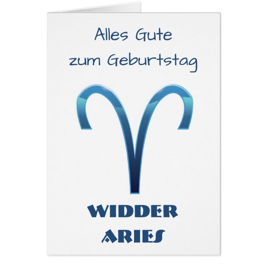 Blau Alles Gute zum Geburtstag Widder Aries Zodiac (Front)