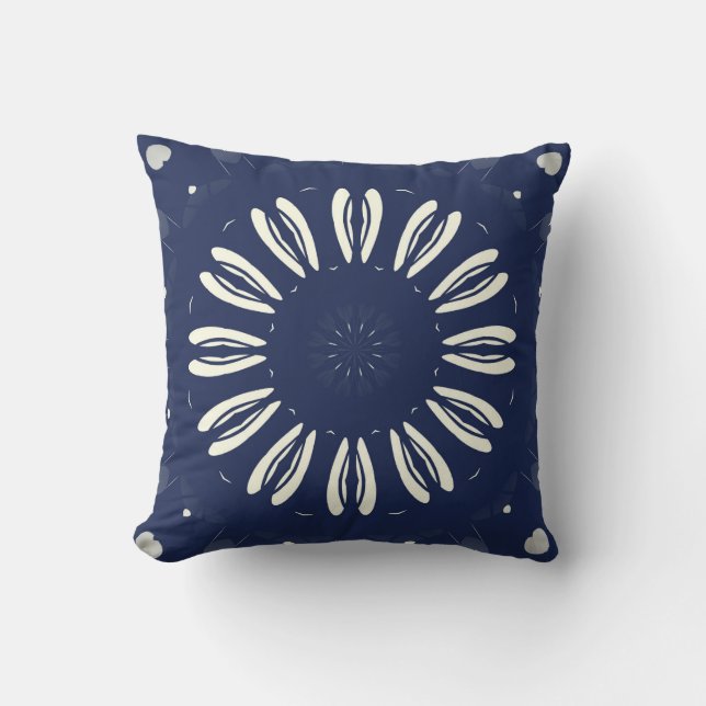 Blau und  Weiß Throw Pillow (Front)